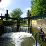 Water over the lock gates